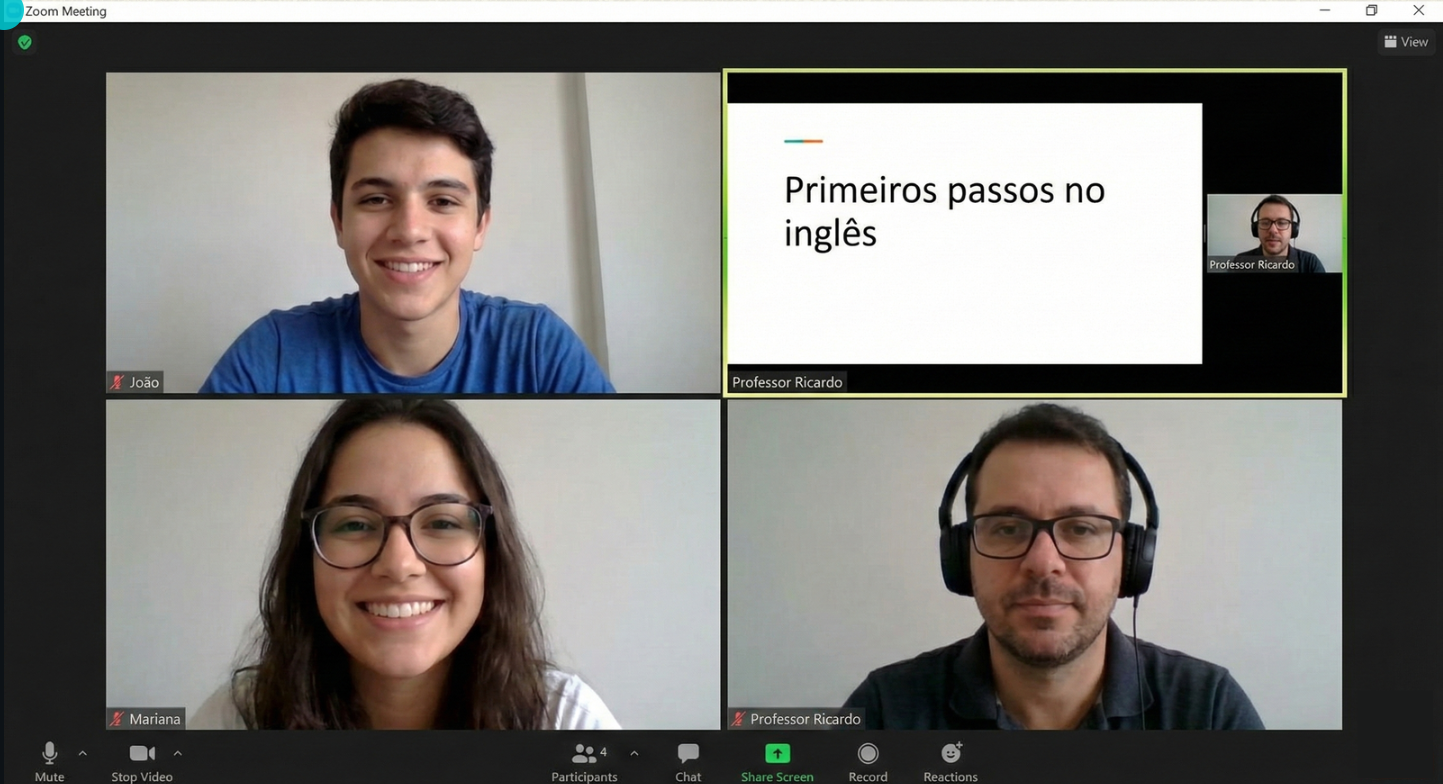 Exemplo de aula ao vivo no Zoom