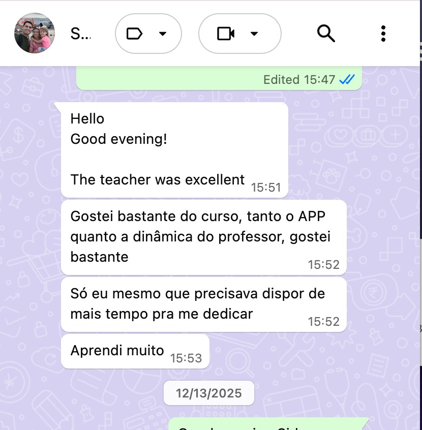 Print de feedback de aluno sobre a experiência com a Goodstart